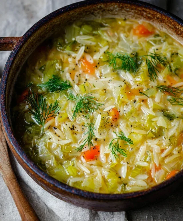 Orzo Leek and Dill Soup