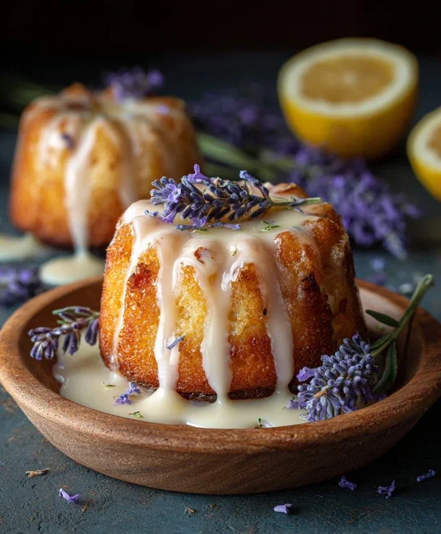 Mini Lemon Cakes With Lavender Glaze