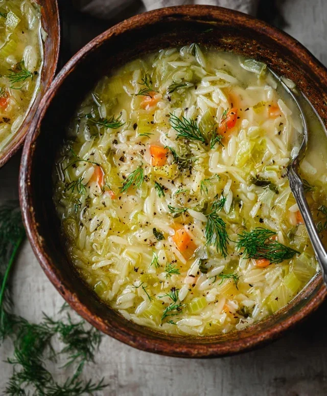 Orzo Leek and Dill Soup