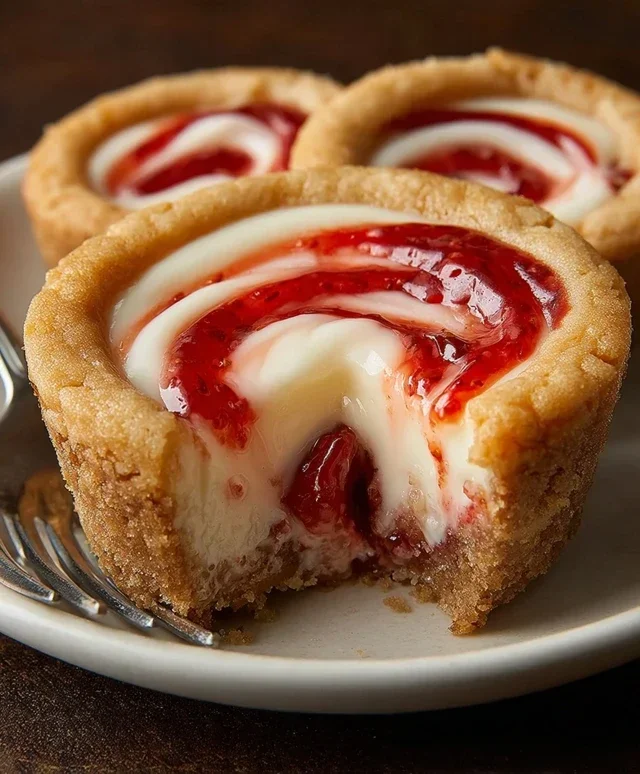Strawberry Swirl Cheesecake Cookie Cups