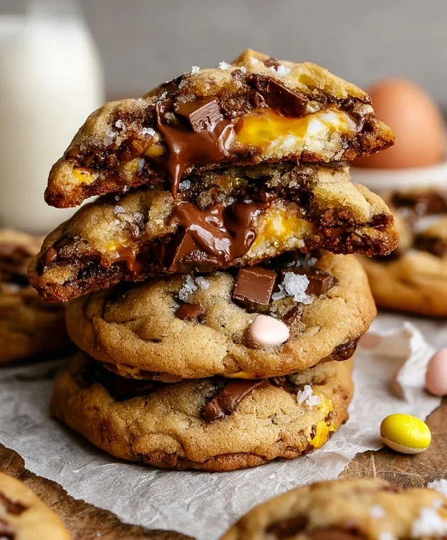 Brown Butter Cadbury Creme Egg Chocolate Chip Cookies