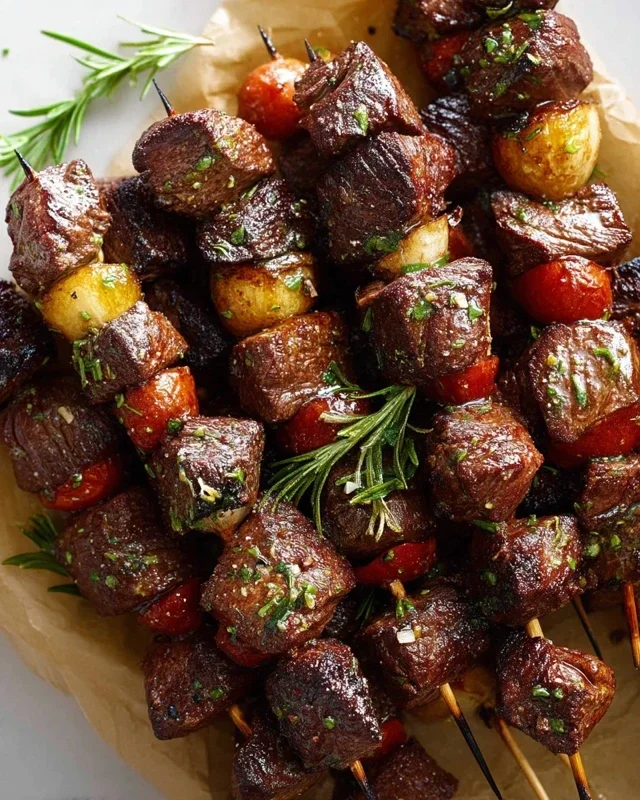 Rosemary Garlic Steak Kebabs