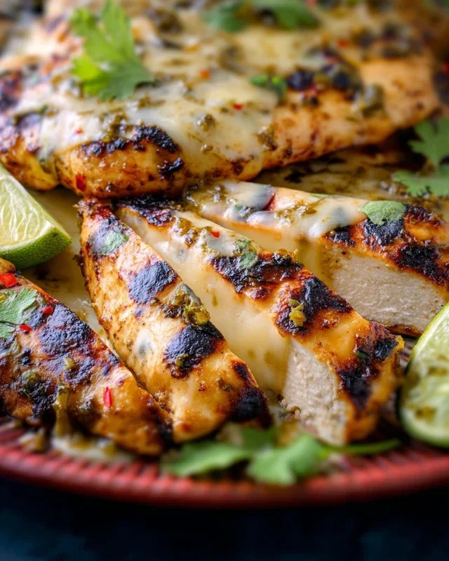 Grilled Salsa Verde Chicken with Pepper Jack