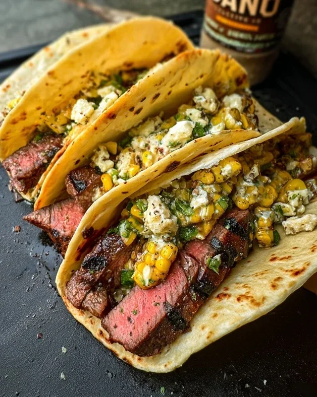 Grilled Elote Steak Tacos