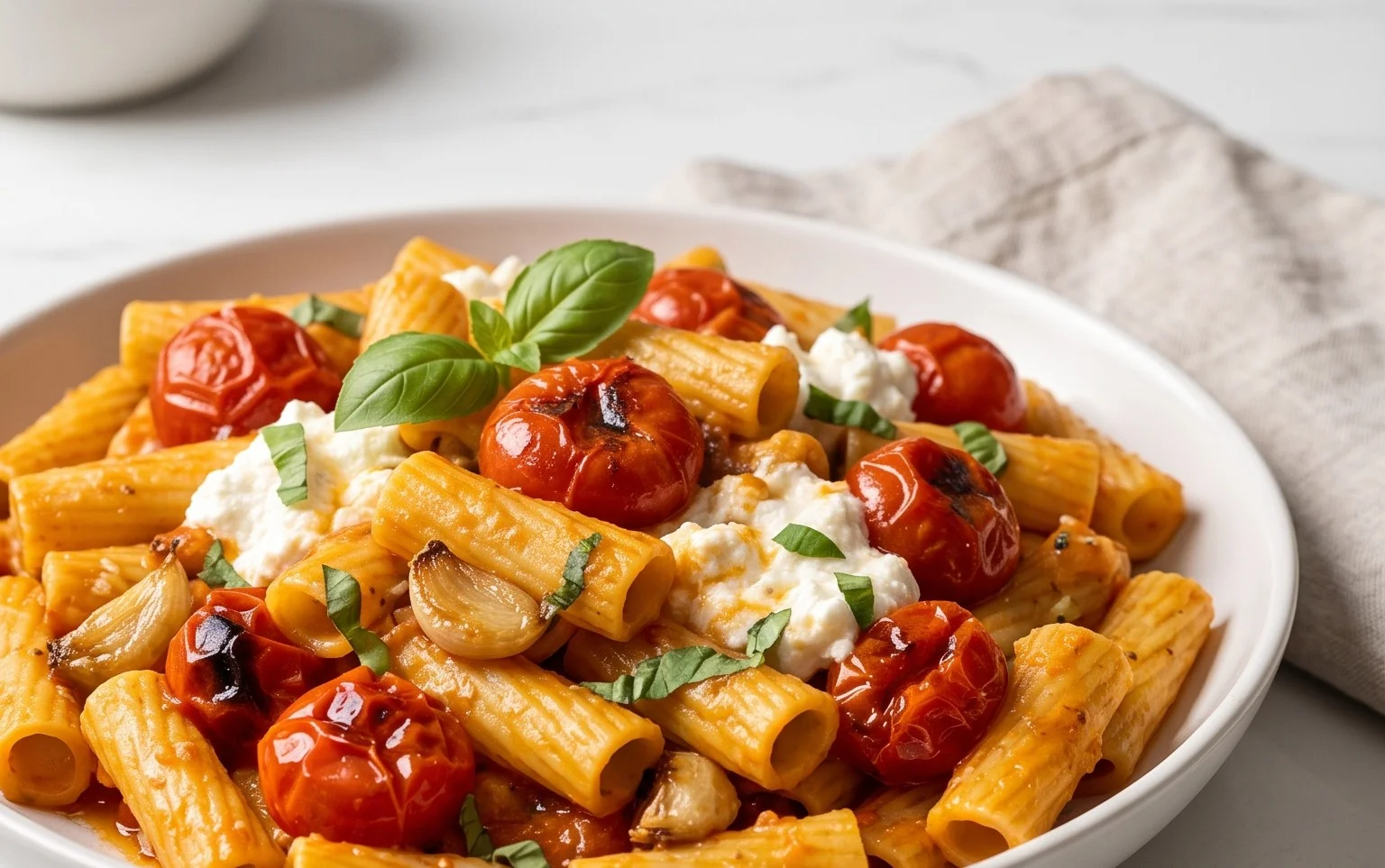 Roasted Tomato and Garlic Ricotta Pasta