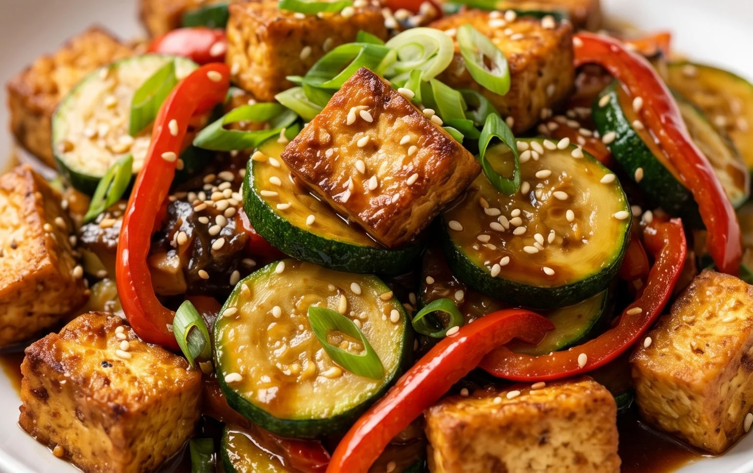 Zucchini Stir Fry With Tofu (Vegan)