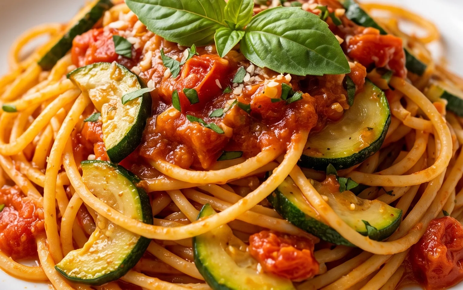 Healthy Tomato Zucchini Pasta