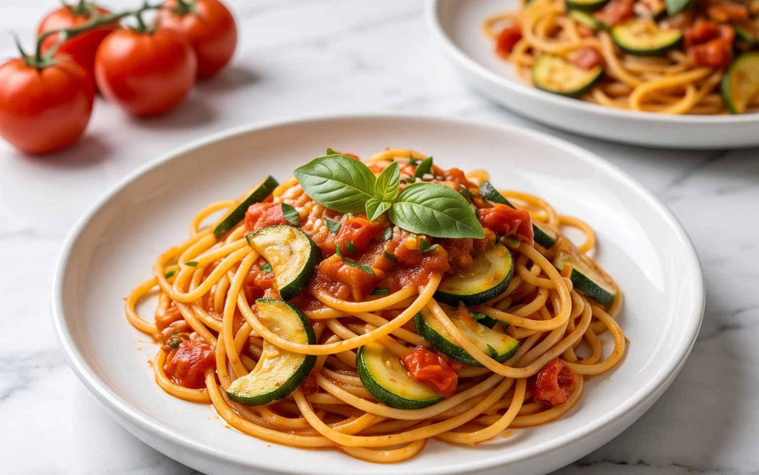 Healthy Tomato Zucchini Pasta