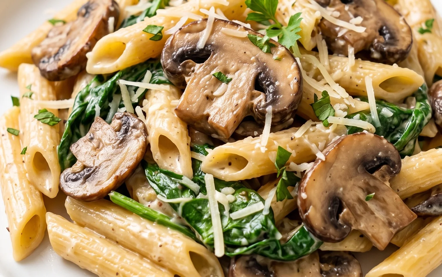 Parmesan Spinach Mushroom Pasta Skillet