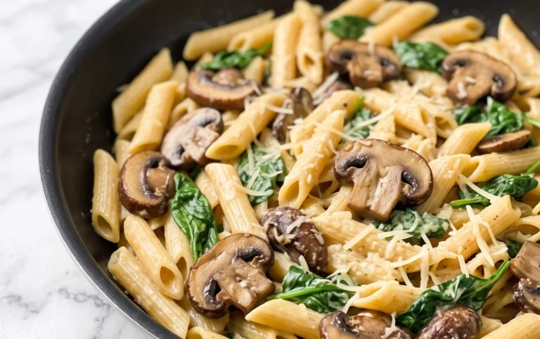 Parmesan Spinach Mushroom Pasta Skillet