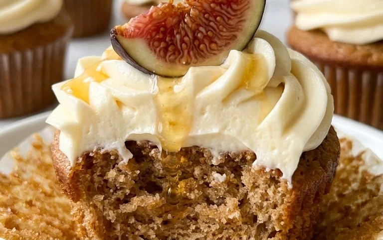 Fig Cupcakes with Honey Cream Cheese Frosting