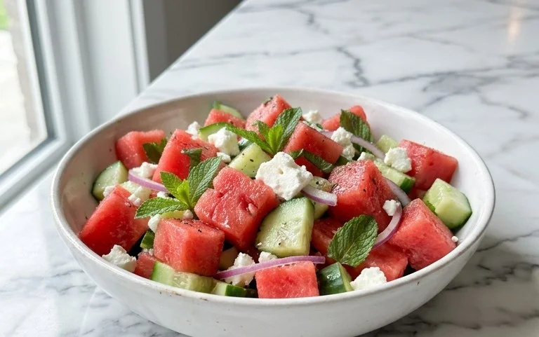 Watermelon Salad with Cucumber and Feta