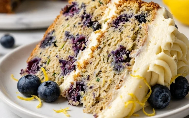 Blueberry Zucchini Cake with Lemon Buttercream
