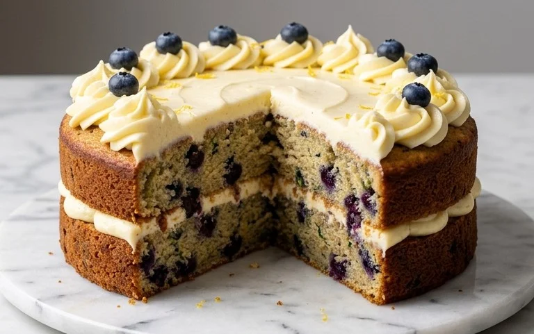 Blueberry Zucchini Cake with Lemon Buttercream