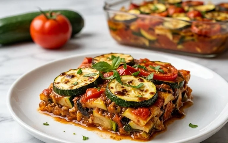 Balsamic Zucchini Tomato Bake