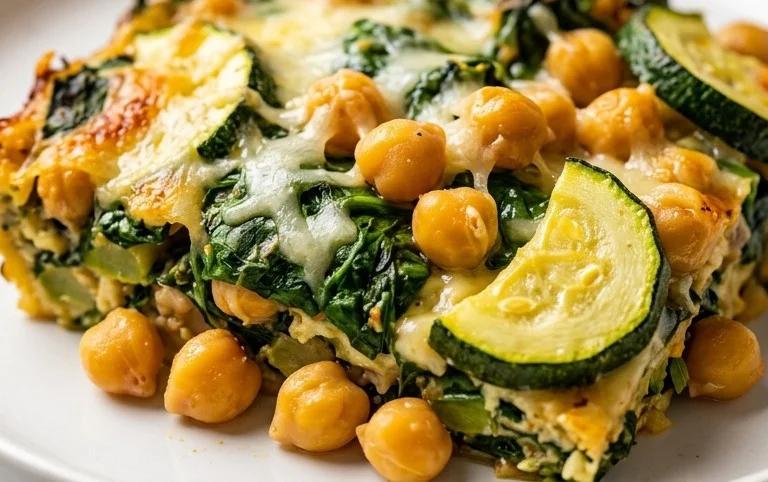 Spinach Zucchini Chickpea Bake
