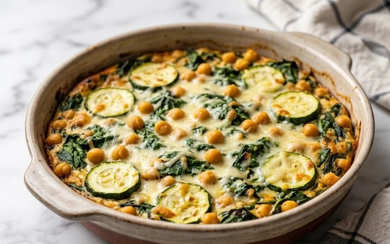 Spinach Zucchini Chickpea Bake